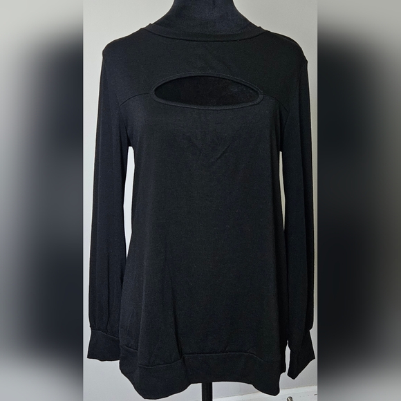 Anna-Kaci Black Cut- Out Pullover Long Sleeve Top- Size S - Picture 7 of 8